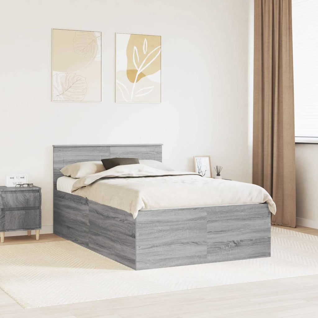Struttura del letto con testiera Grigio Sonoma 120 x 200 cm