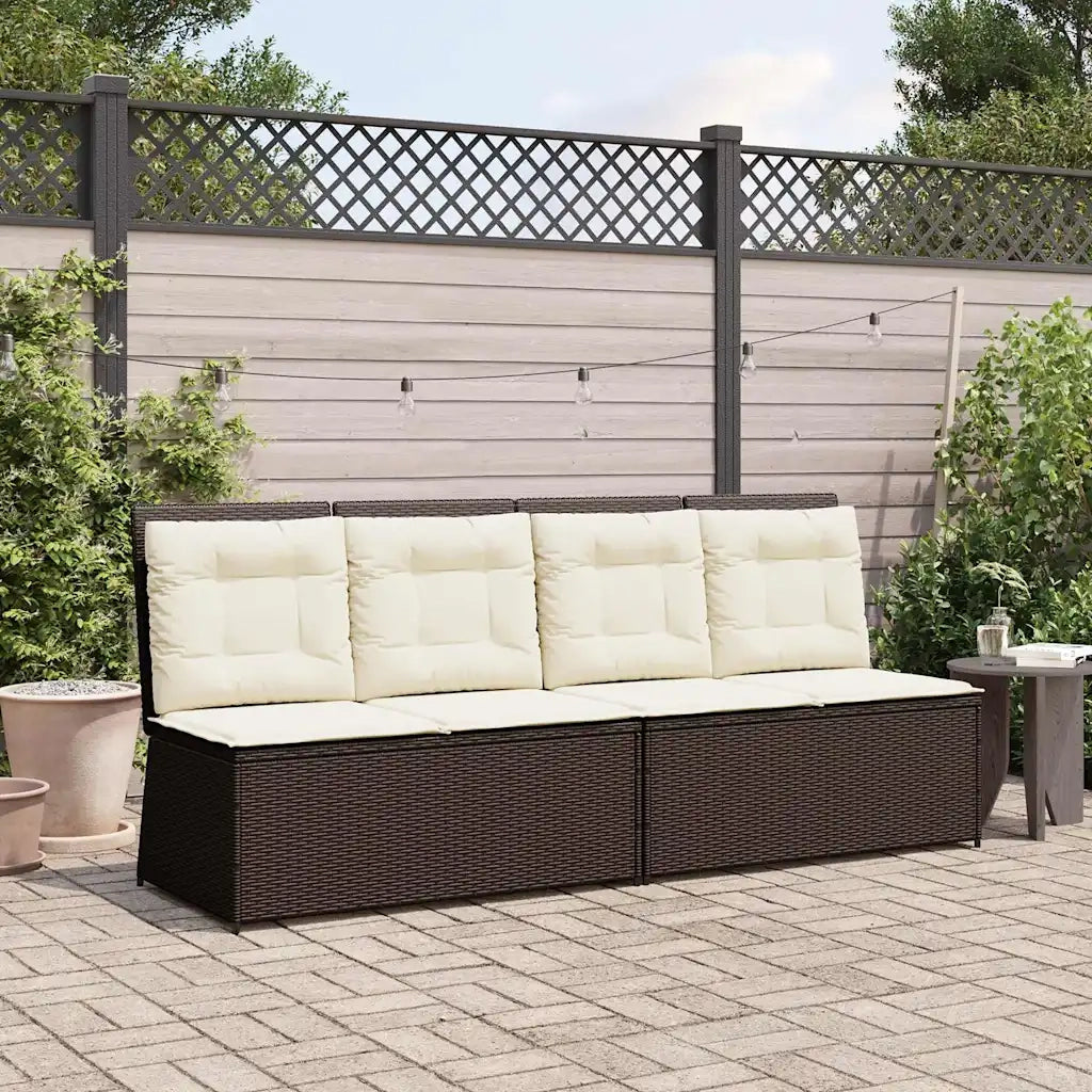vidaXL Panca Reclinabile da Giardino con Cuscini Marrone in Polyrattan