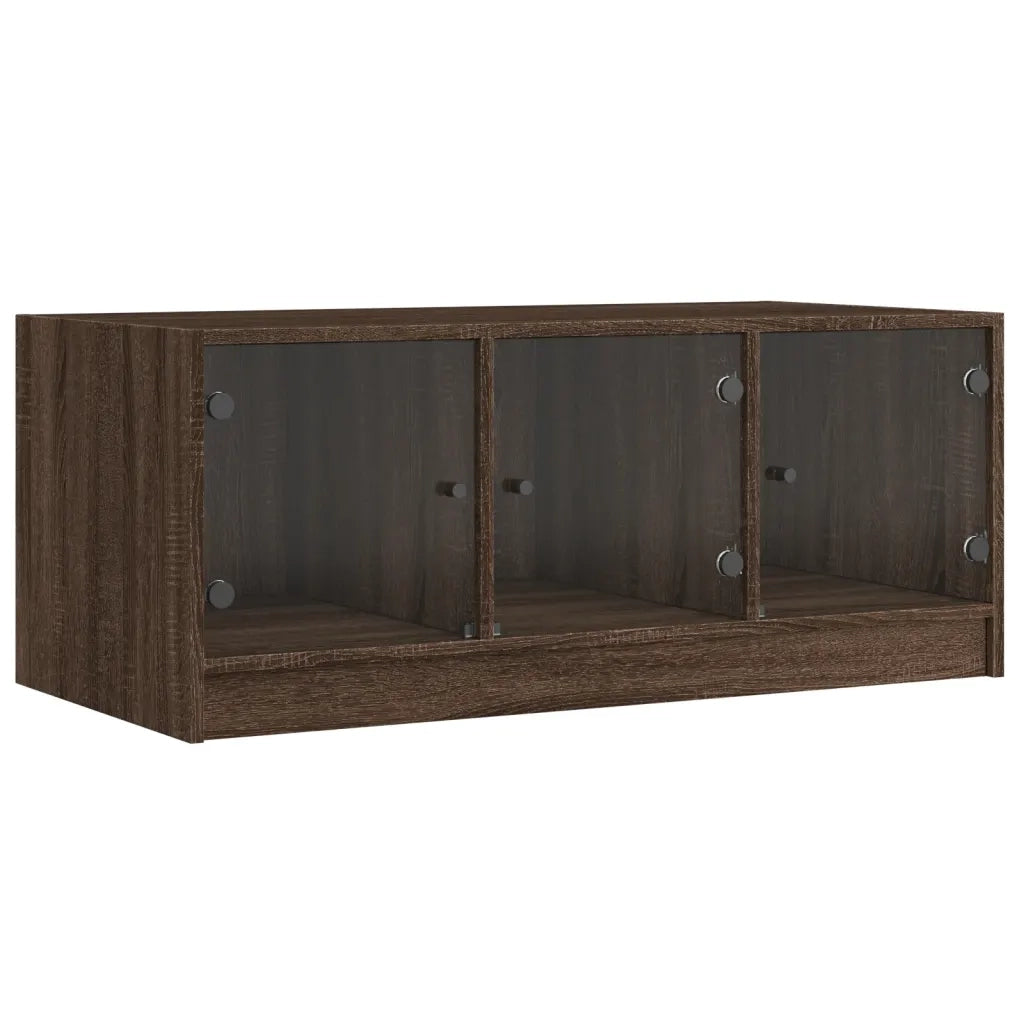 Tavolino Salotto con Ante in Vetro Rovere Marrone 102x50x42 cmcod mxl 111141