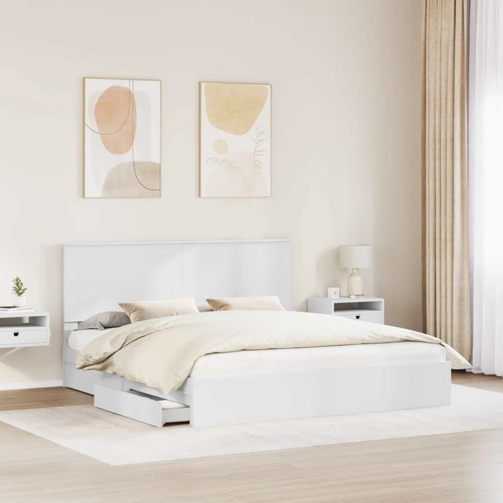 Letto con Contenitore Bianco 180 x 200 cm Legno multistrato