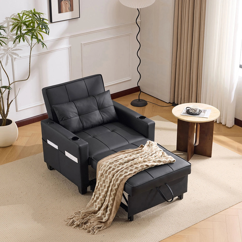 Divano letto 3 in 1 - Xylo - con porta-bicchieri e USB compatto