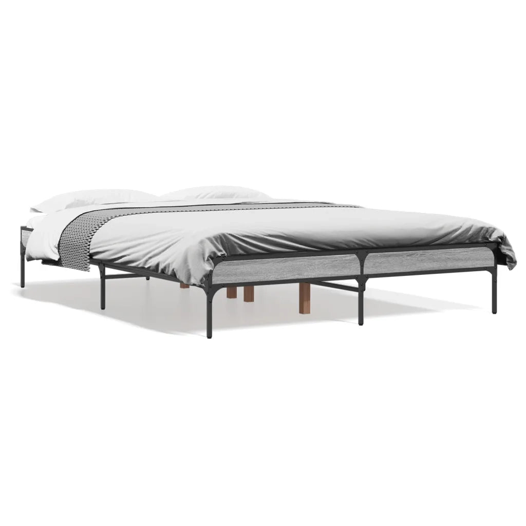 Giroletto-Struttura Letto Grigio Sonoma 140x190 cm in Legno Multistrato Metallo 102998