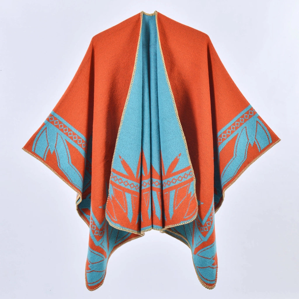 Nuovo scialle a mantella in cashmere spesso con spacco