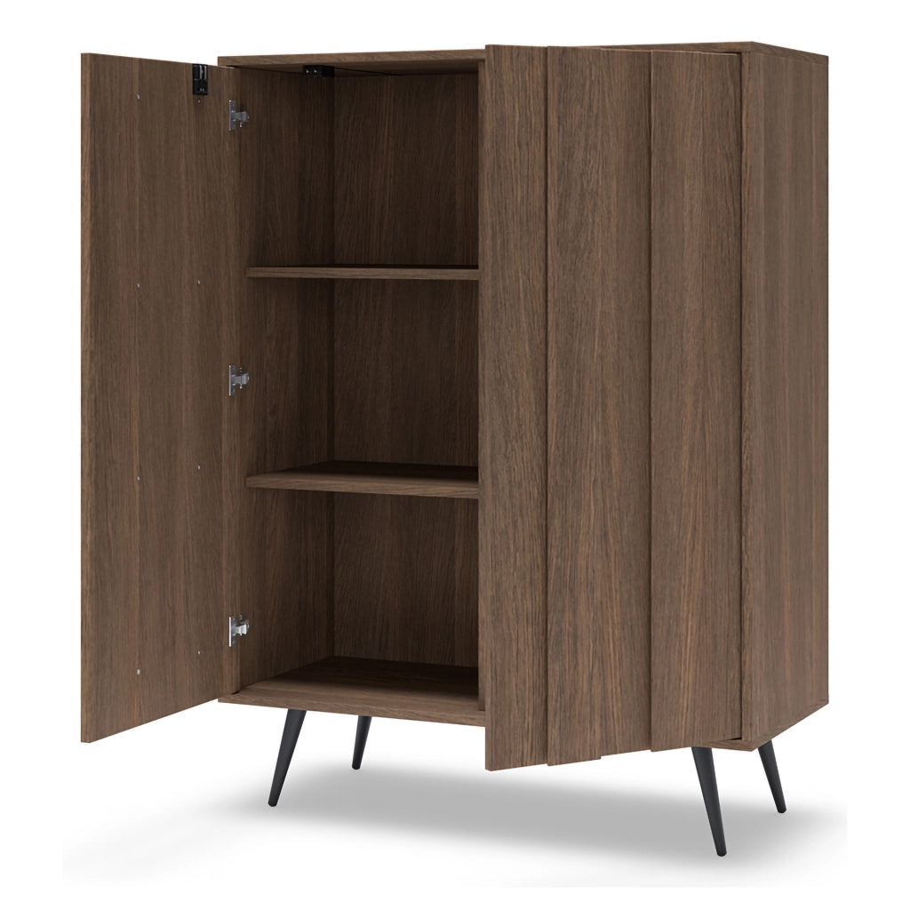 Madia Hafano, Credenza 2 Ripiani, 94x40x126h cm Marrone Noce
