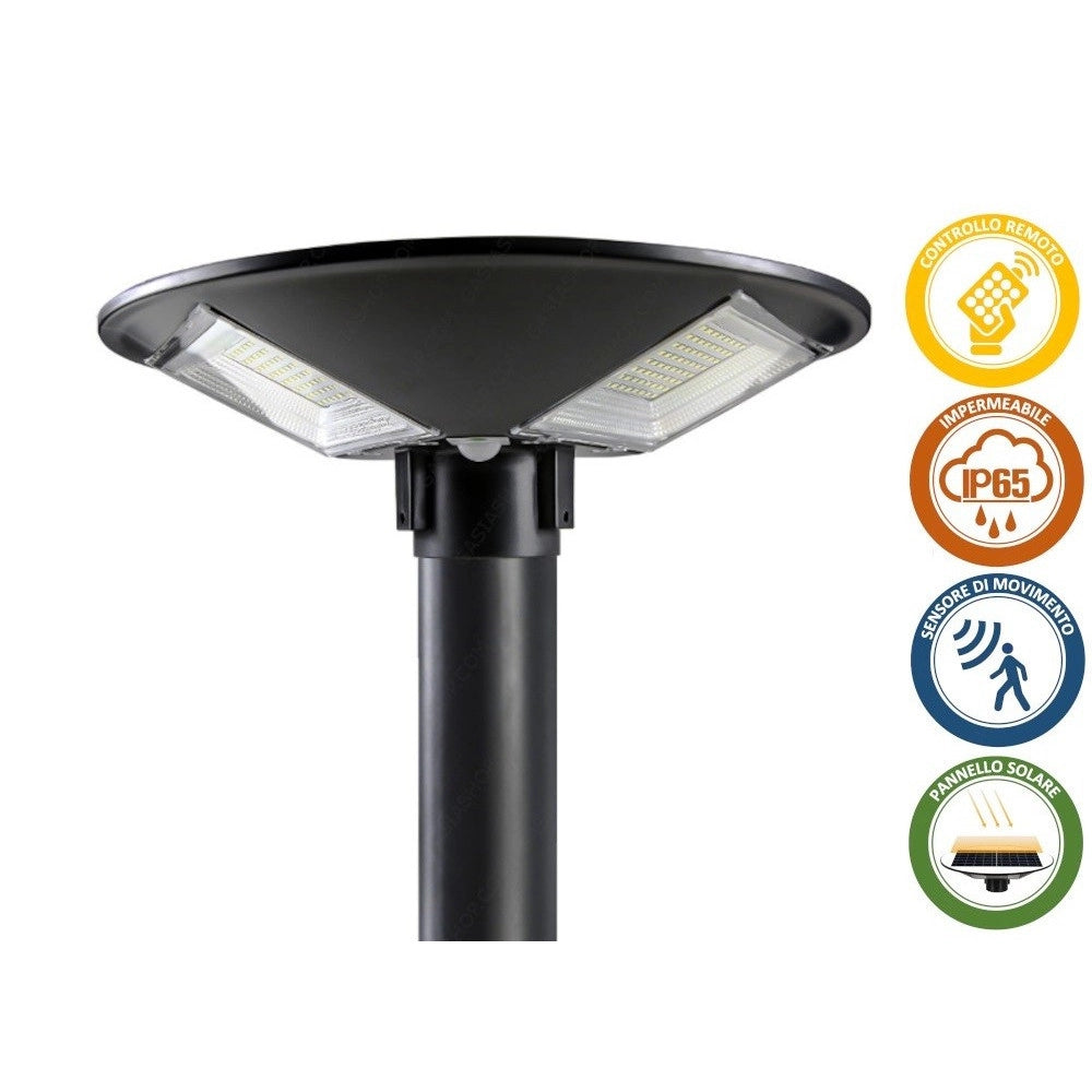 Trade Shop - Lampione Led 100w Con Pannello Energia Solare Ip65 Sensore Movimento So-gd-100w -