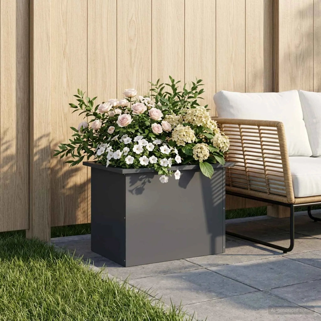 Fioriera da giardino con LED Antracite 40 x 60 x 40 cm Acciaio 8008144