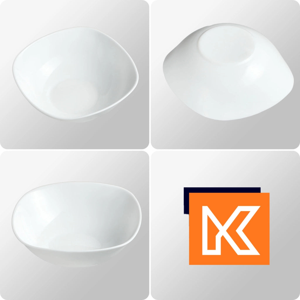 Ciotole da insalata KADAX da 19 cm in vetro, ideali per zuppe e snack, colore bianco, set da 3 pezzi.