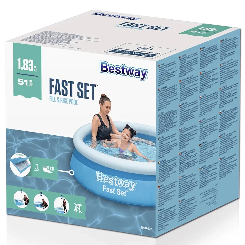 Bestway Set Piscina Gonfiabile Fast Rotonda 183x51 cm Blu 92844