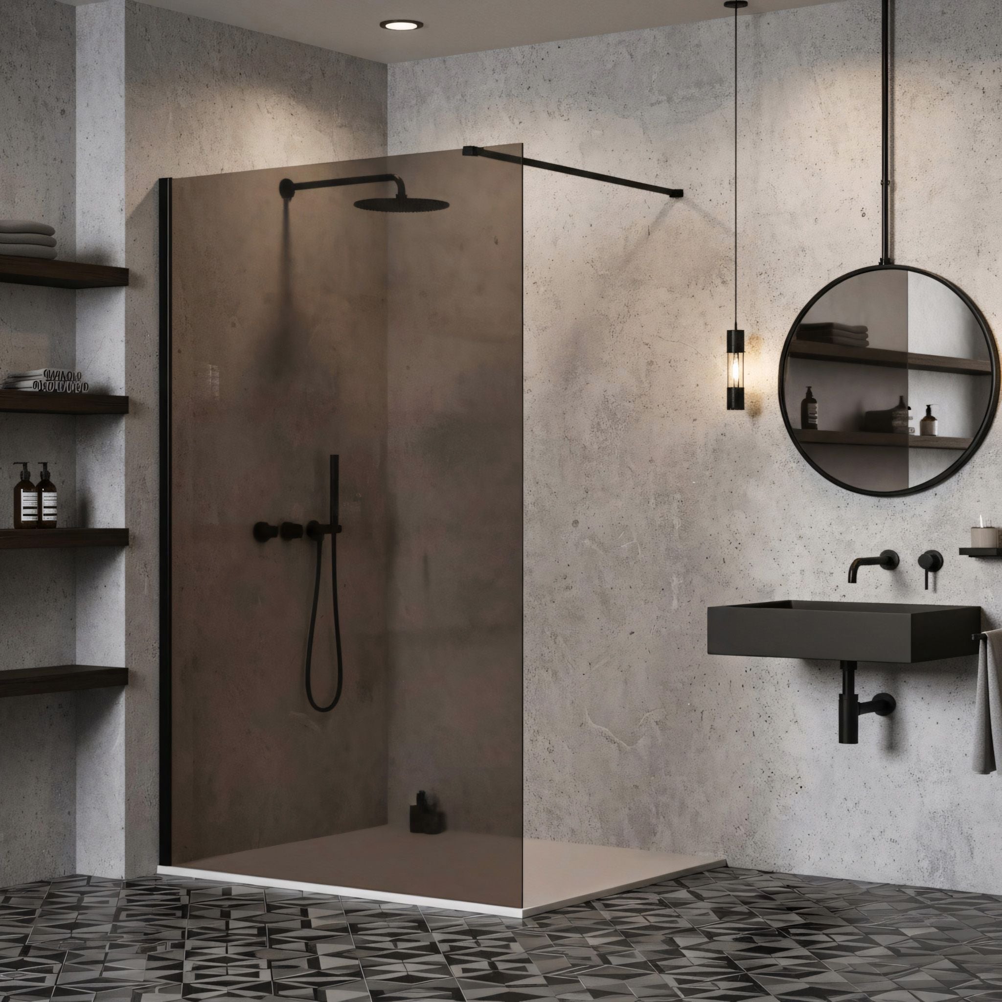 Parete Doccia Rea Flexi Brown / Black 130