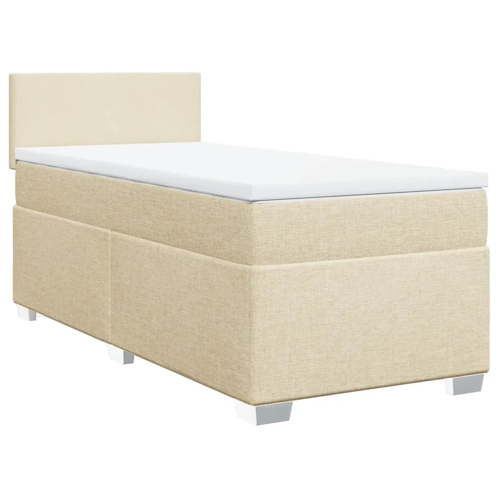 Letto singolo | Letto per adulti | Giroletto a Molle con Materasso Crema 80x200 cm inTessuto
