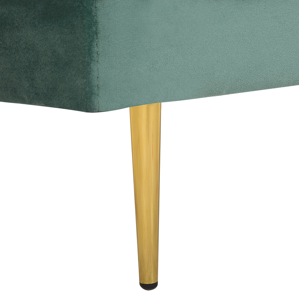 Chaise longue Verde Menta Velluto Imbottito Orientamento versione sinistra Gambe In Metallo Rafforzamento Cuscino Design Moderno