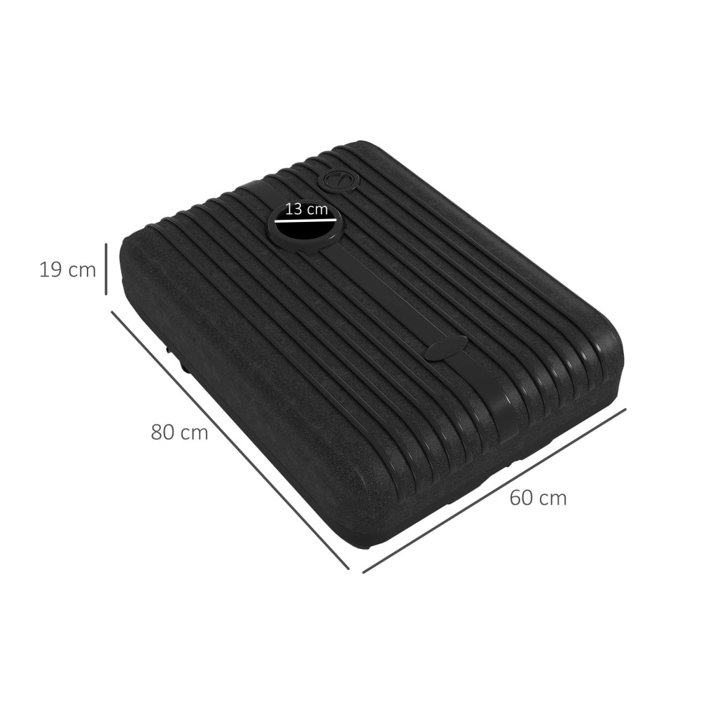 Base per Ombrellone Rettangolare 80x60x19 cm Riempibile con Acqua e Sabbia 70-90 kg in HDPE Nero