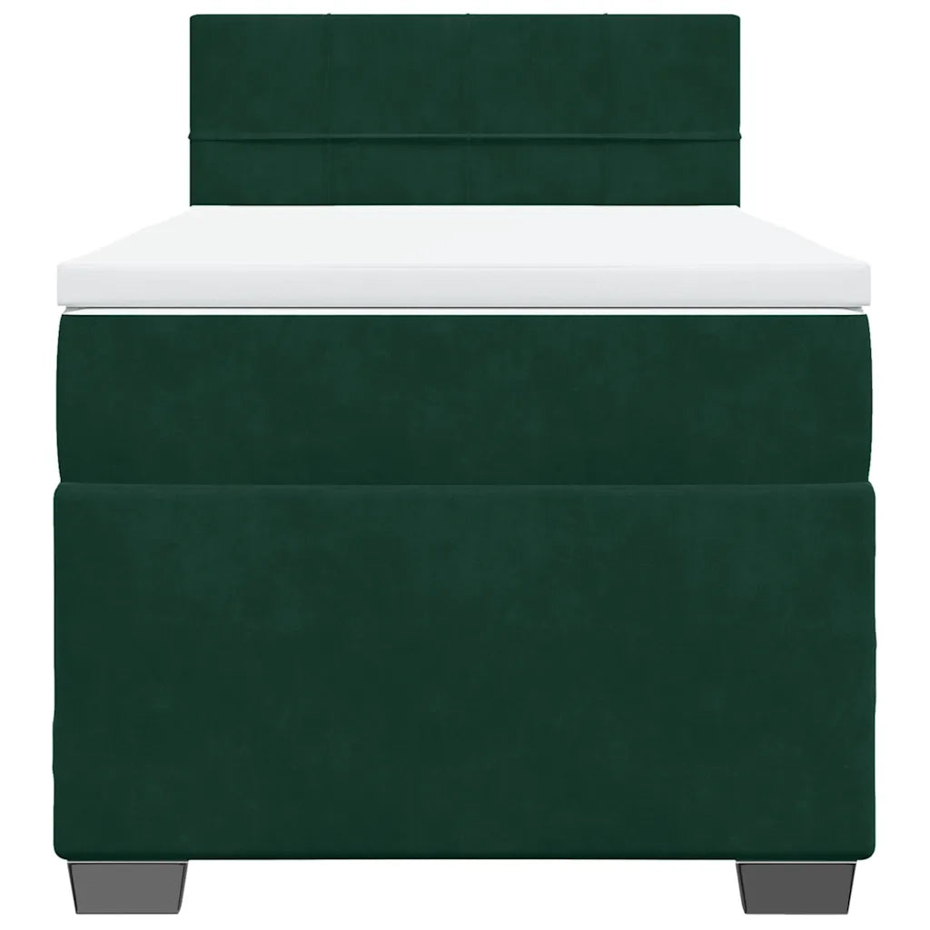 Giroletto a Molle con Materasso Verde Scuro 90x190 cm Velluto