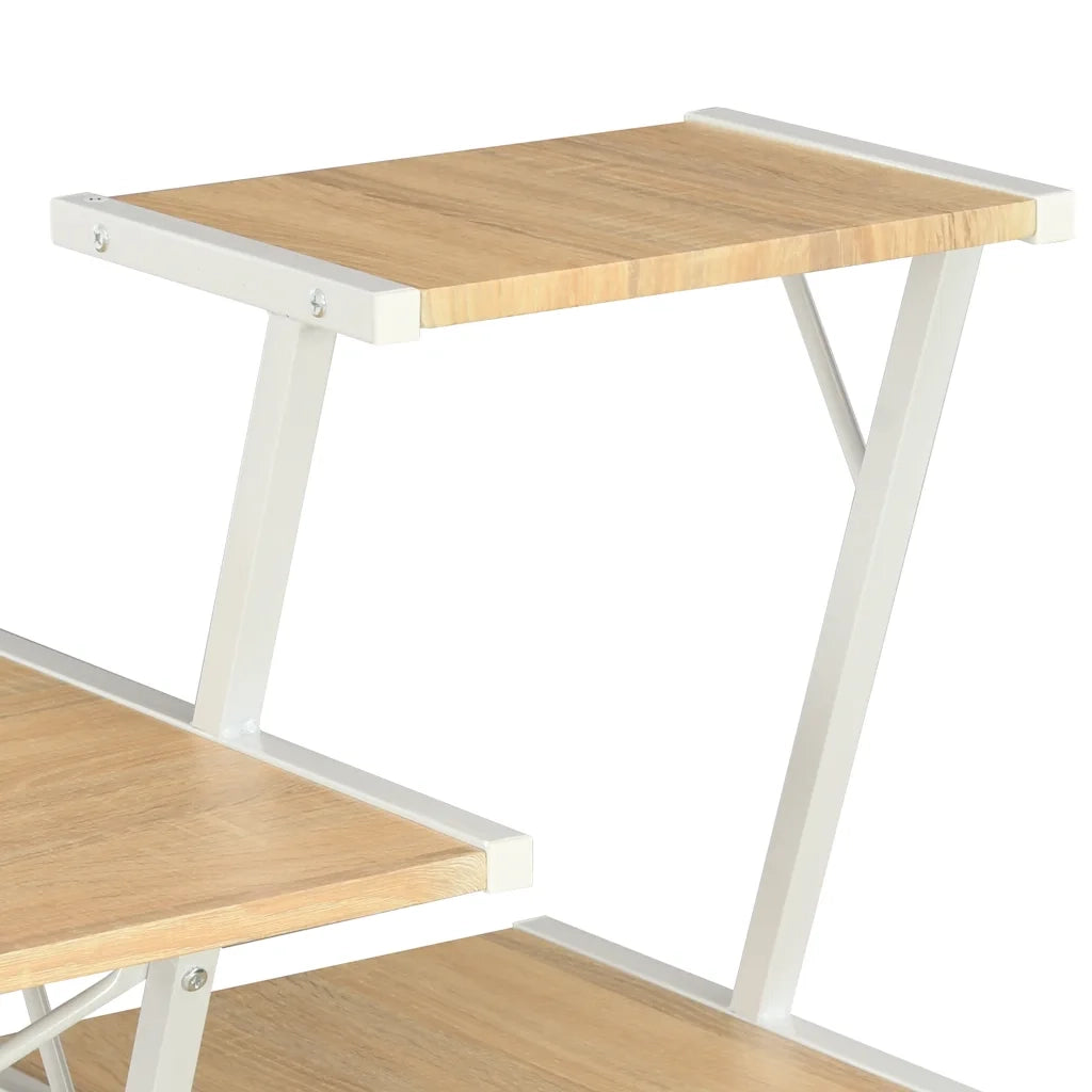 Scrivania con Ripiano Bianca e Rovere 116x50x93 cm 20291