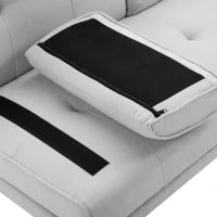Divano Letto 3 Posti Stile Scandinavo Reclinabile con Tavolino a Ribalta, 181x77x88 cm, Grigio