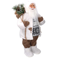 Babbo natale in tessuto con led bianco e marrone cm xh60