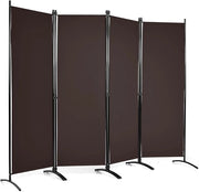 Paravento da Interno in Metallo, Separé Divisorio Interno Pieghevole con Piedini Stabili, Pannelli Divisori per Interni per Casa e Ufficio (Marrone, 220 x 173 cm (4 Pannelli))