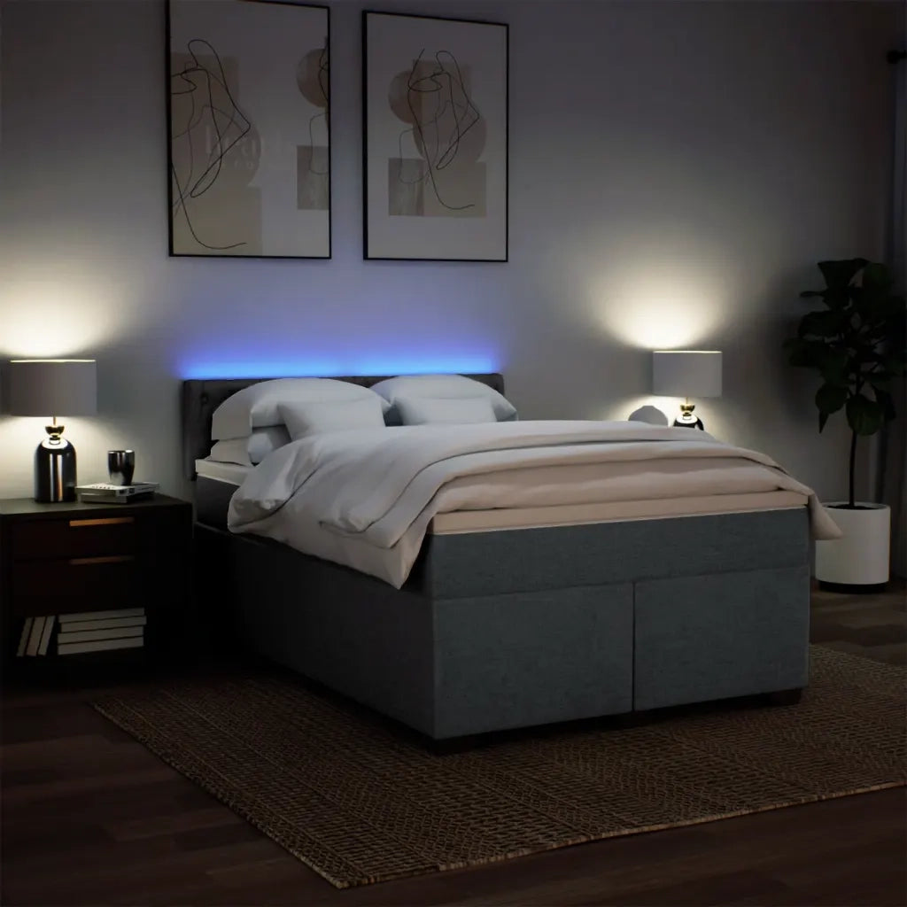Giroletto a Molle con Materasso Grigio Scuro 140x200cm Tessuto