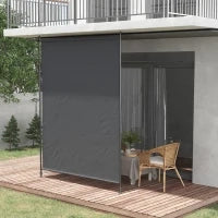 Tendalino verticale con manovella senza foratura frangivento per balcone struttura in alluminio protezione UV 200 x 305 cm grigio