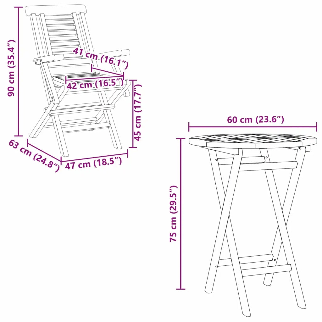 Set da Giardino 3 pz Marrone Legno Teak Massello 3437378