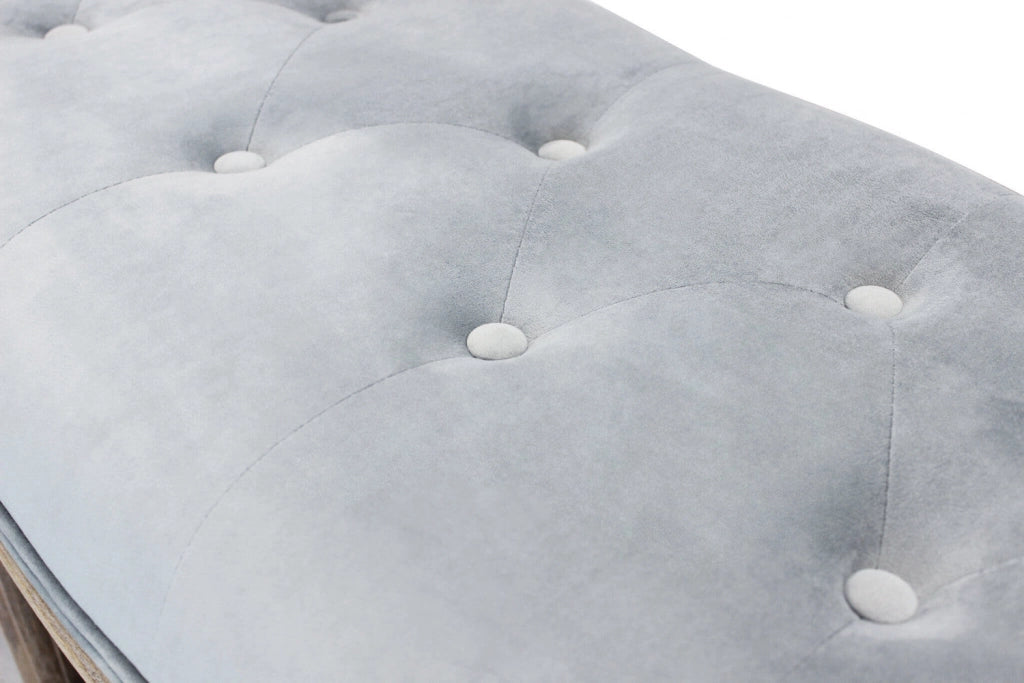 Panca Margi in Velluto Grigio 125x45x48 h cm in Legno Grigio