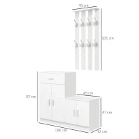 Scarpiera con Appendiabiti a Combinazione per Ingresso e Camera da Letto Legno 100x32x187cm Bianco