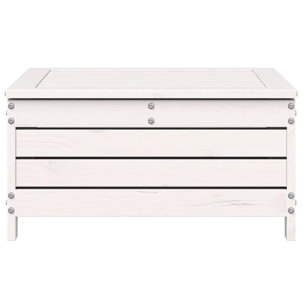 Poggiapiedi da Giardino con Cuscino Legno Massello Pino Bianco 844927