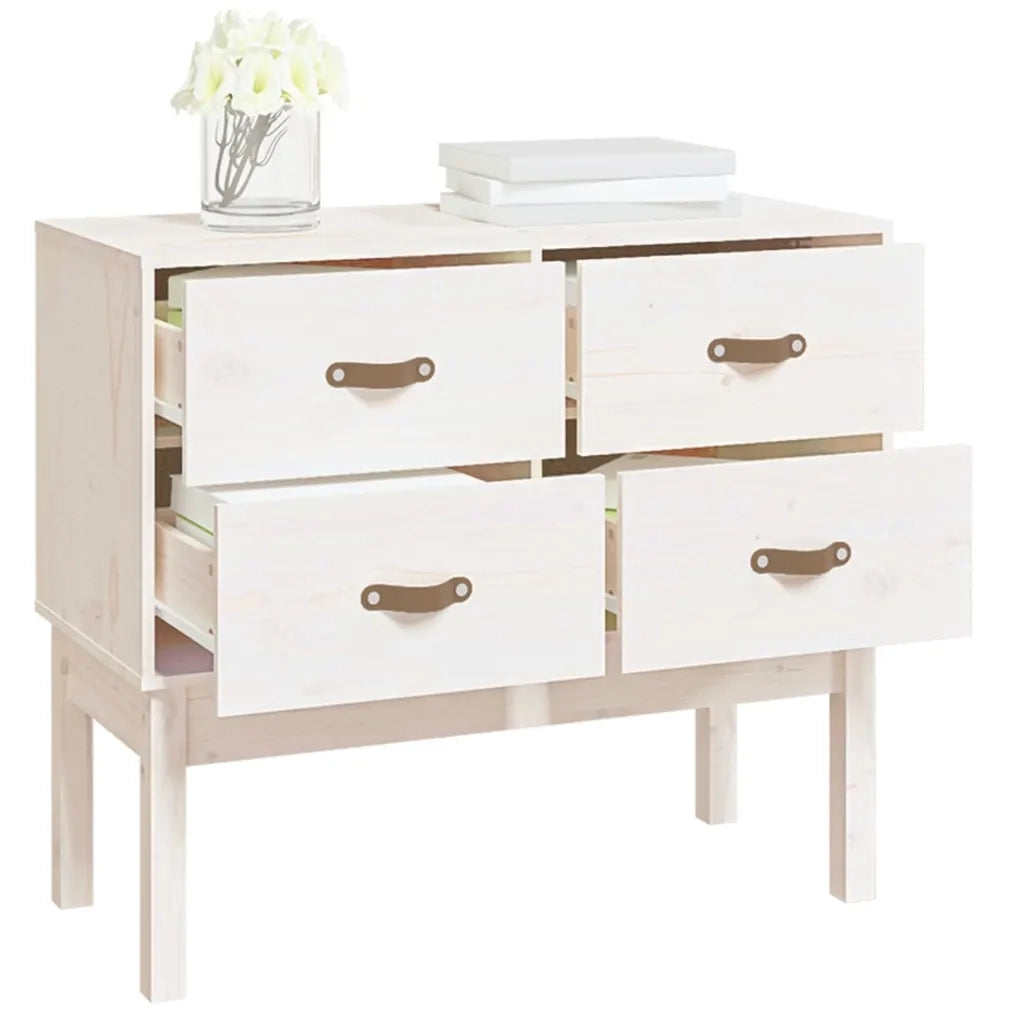 Mobile Consolle Bianco 90x40x78 cm in Legno Massello di Pino 821740