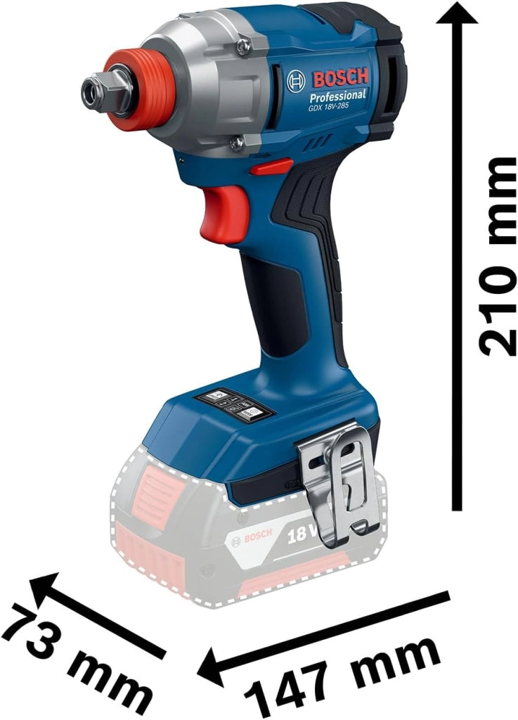 Bosch Professional 18V System Avvitatore a massa battente a batteria GDX 18V-285 (incl. 2 batterie GBA 4.0Ah, caricabatteria GAL 18V-20, L-BOXX)