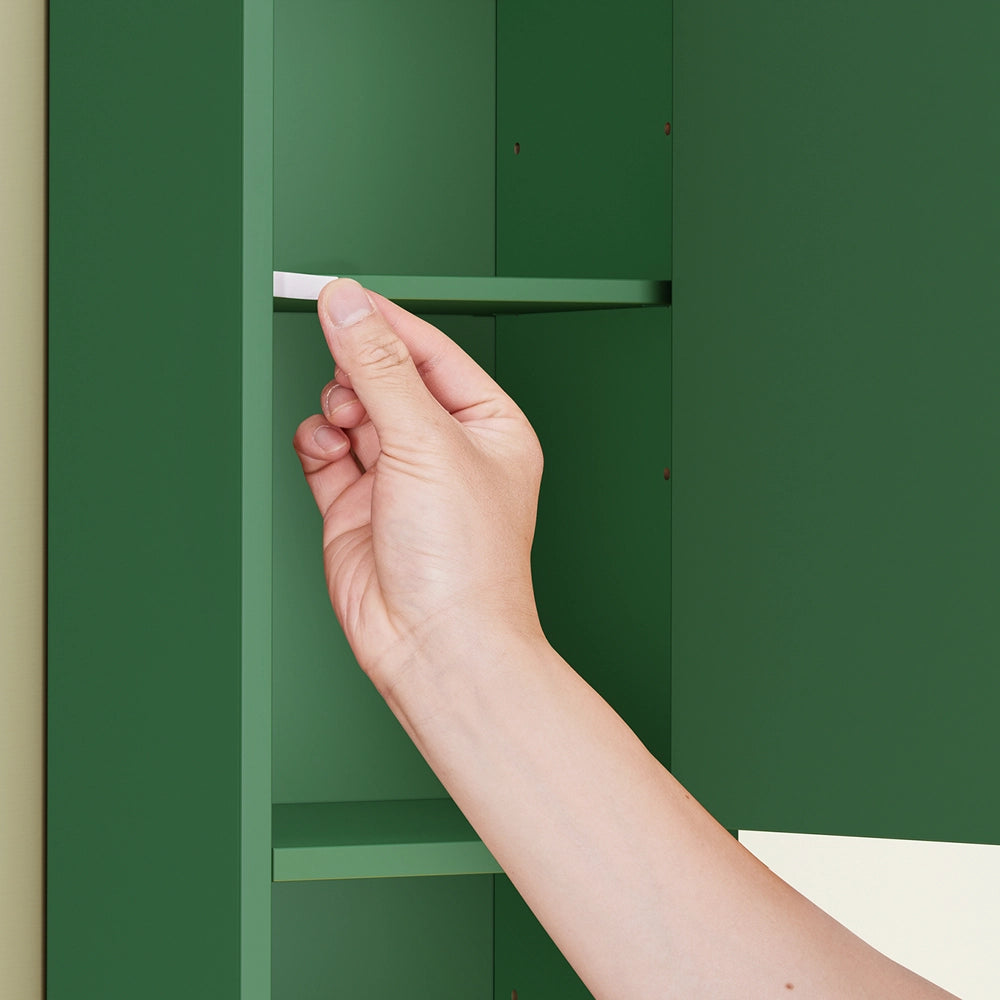 SoBuy Mobile Bagno Stretta – Colonna Bagno Idrorepellente, Alto con Ripiani Regolabili e Cassetto – Armadietto Salvaspazio, MDF Verde Scuro, 20x180x20cm, BZR34-II-SY