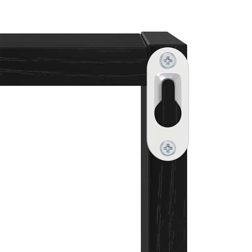 2 pz Scaffali da Parete | Mensola sospesa Rovere Nero Legno multistrato