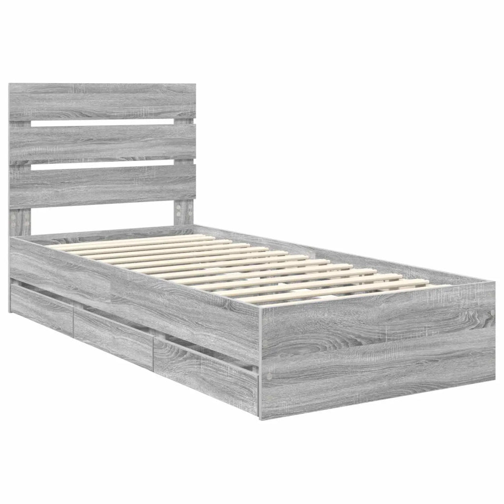 Struttura del letto con cassetto Grigio Sonoma 90 x 200 cm