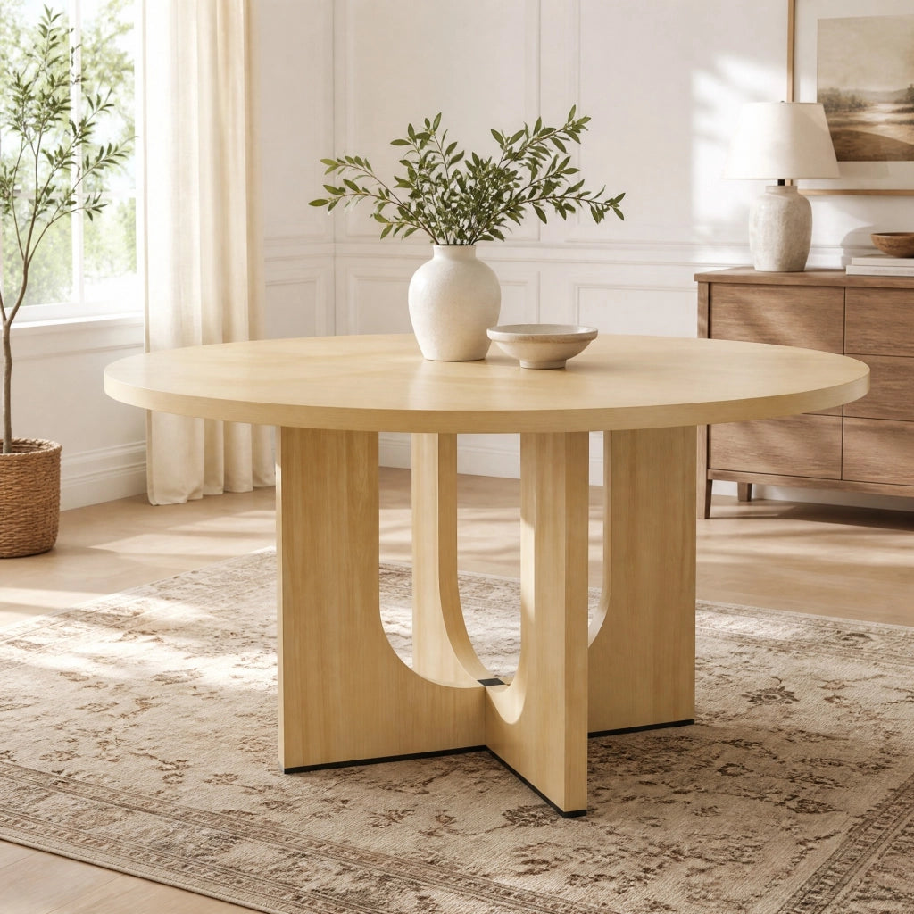 Tavolo da pranzo 4 6 posti - per sala da pranzo - in MDF - diametro 120 cm - rovere