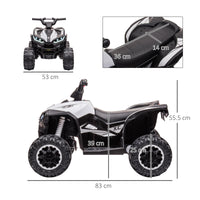 Quad Elettrico per Bambini 12V Ruote Larghe con Sospensioni e Fari LED Bianco