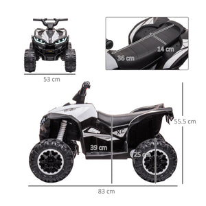 Quad Elettrico per Bambini 12V Ruote Larghe con Sospensioni e Fari LED Bianco
