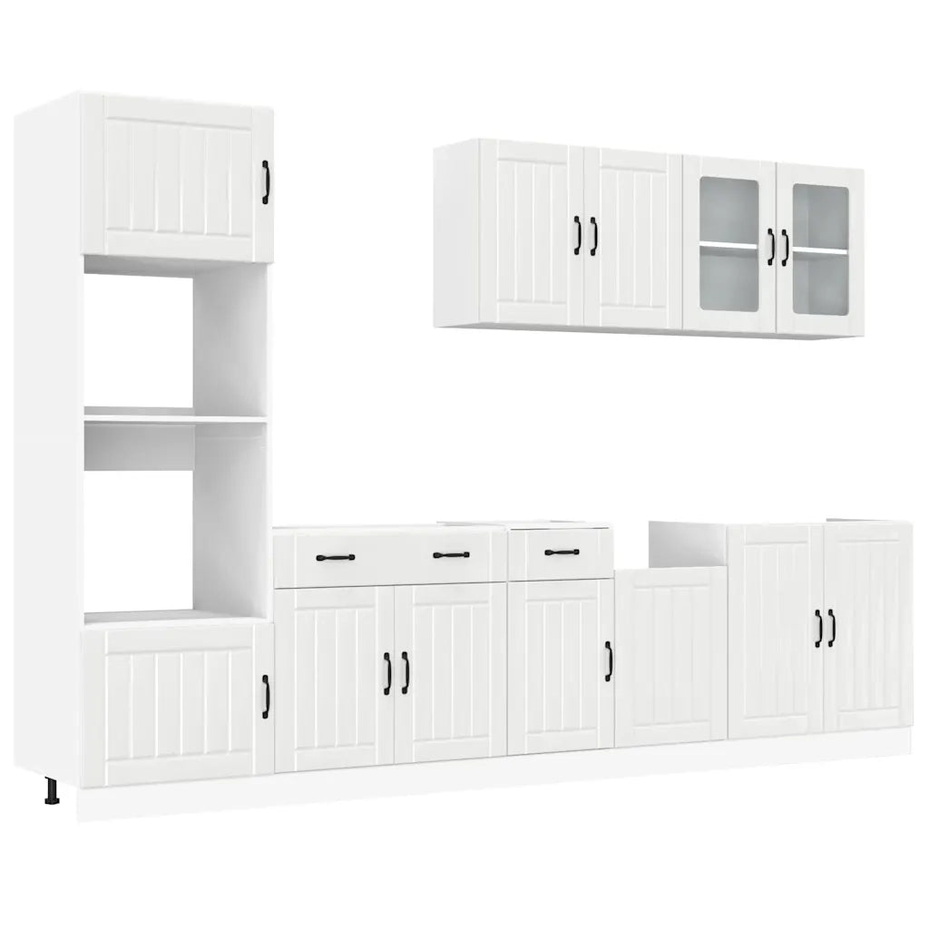 Set Mobili da Cucina 7 pz Lucca Bianchi Lucido in Truciolato 3314743