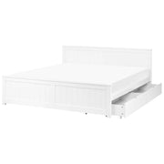 Letto matrimoniale in legno di Pino Bianco con 2 cassetti e testiera 180 x 200 cm stile minimalista