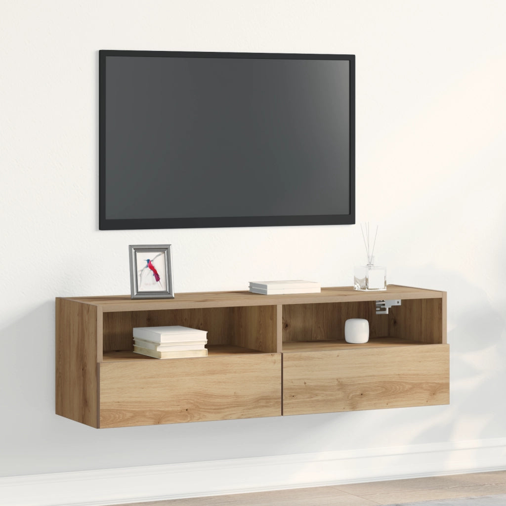Mobile TV da muro in rovere artisan 100x30x30 cm in legno ingegnerizzato