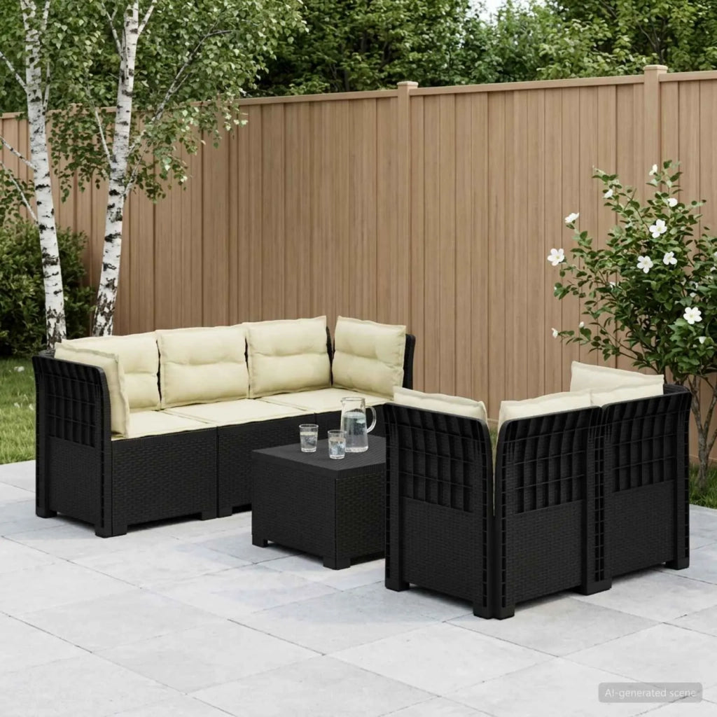 Divano da Giardino 5 Posti con Cuscini Stile Rattan PP 3443906