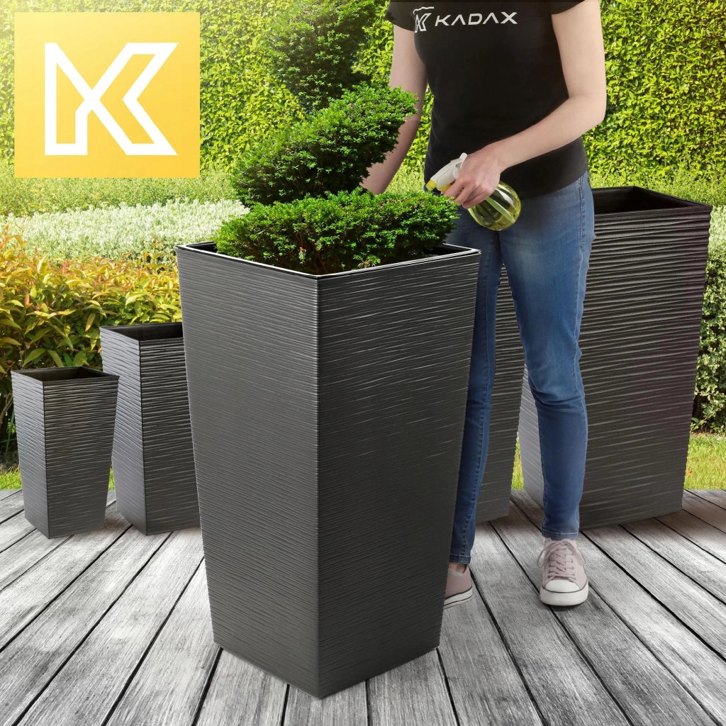 Vaso da giardino KADAX con inserto per fiori, grande e alto, 39x75 cm, grafite