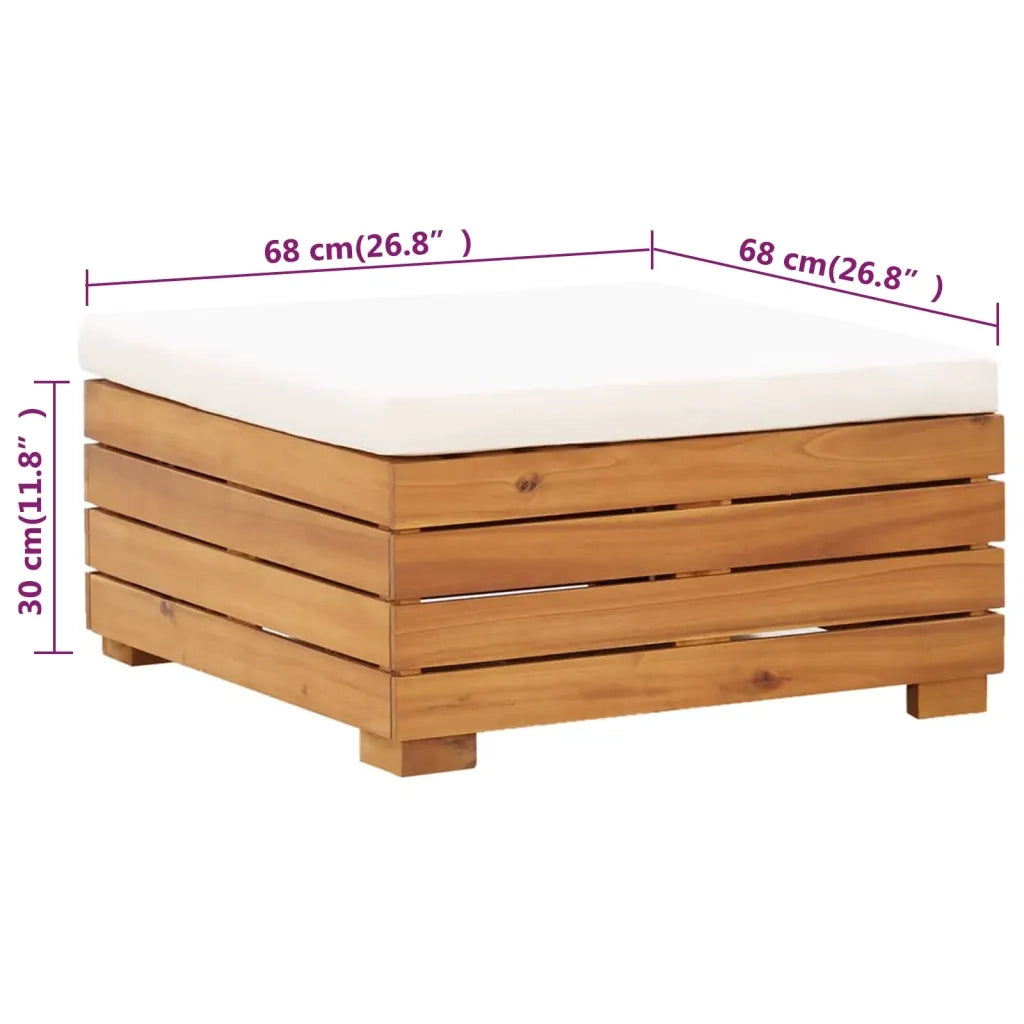 Set Tavolino Poggiapiedi da Giardino Cuscino Massello d'Acacia cod mxl 73448