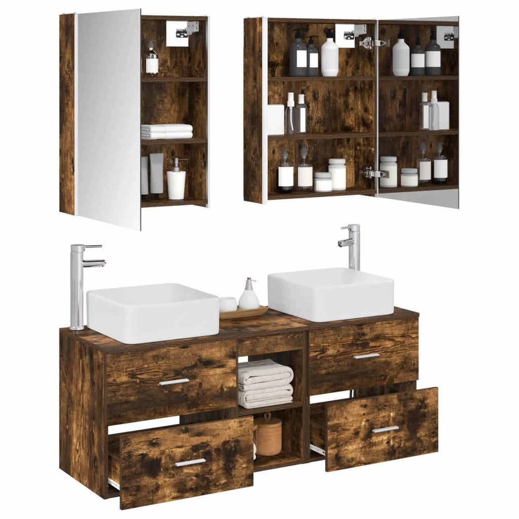 Set di mobili per il bagno 5 pcs Rovere Fumo 3406771