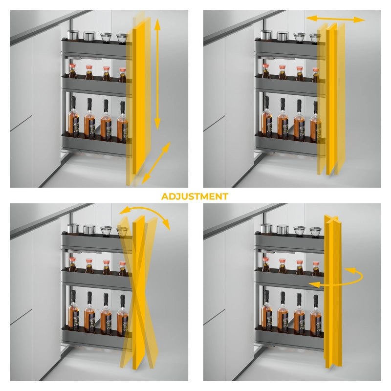 Carrello estraibile con cestelli e carrello del pane Titane con fissaggio inferiore con chiusura soft, modulo 300mm