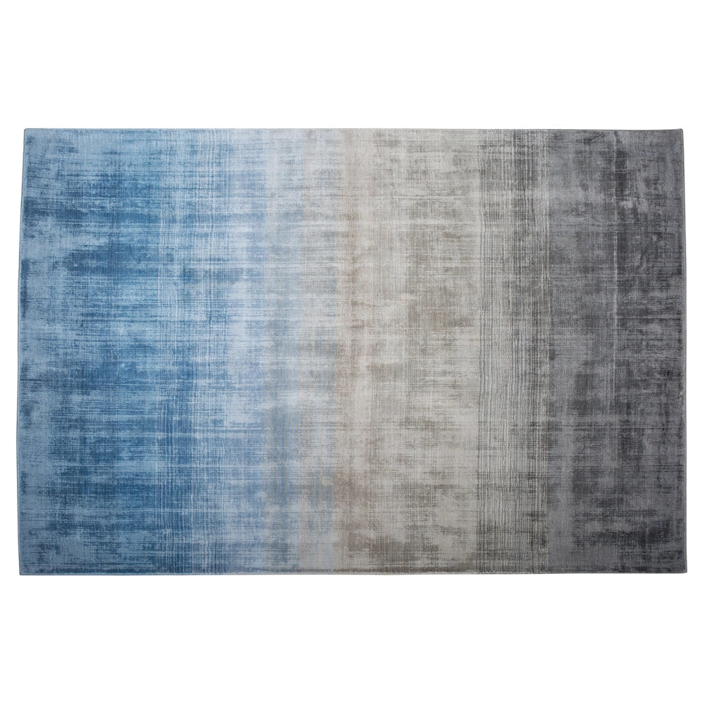 Tappeto Grigio con Blu 140 x 200 cm Effetto Ombre Viscosa Soggiorno Moderno