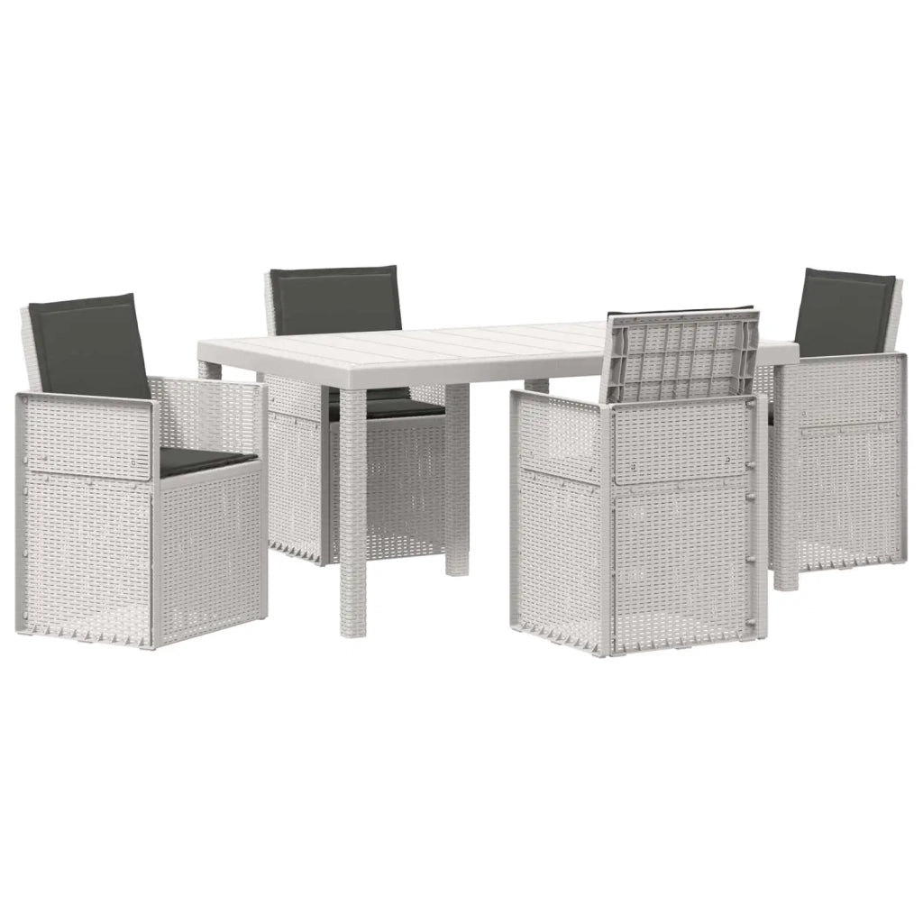 Set da Pranzo per Giardino 5 pcs Bianco e Antracite PP 3430064