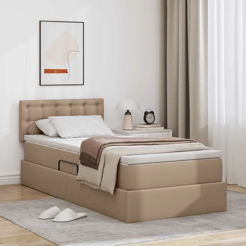 Letto con contenitore e LED Cappuccino 100 x 200 cm