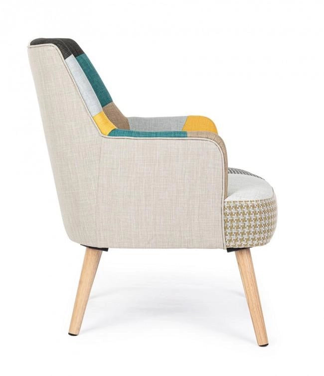 Poltrona Imbottita 60x67x79 cm in Tessuto Patchwork