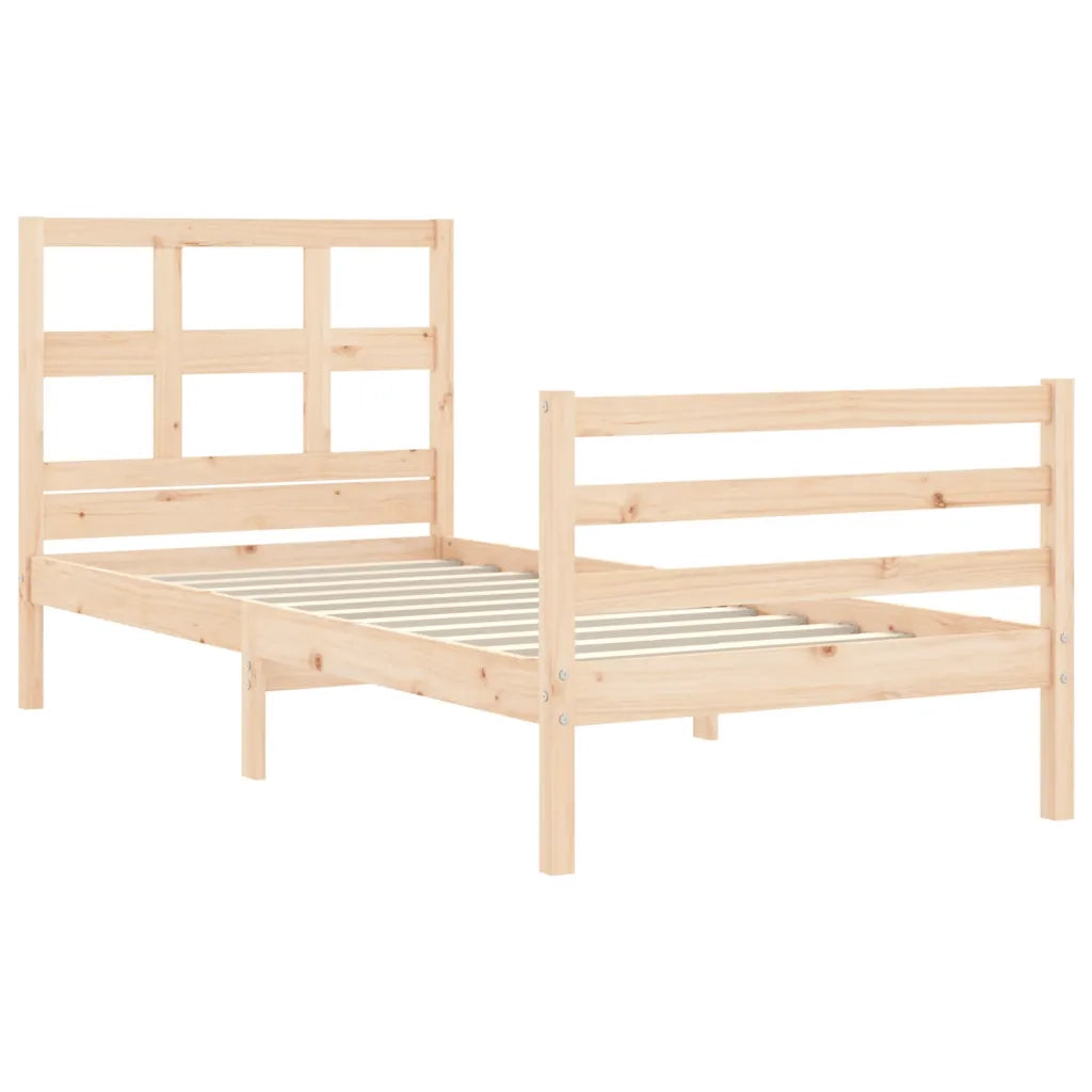 Giroletto con Testiera-Struttura Letto con testiera 90x200 cm in Legno Massello 855986