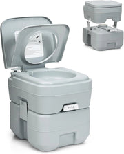 WC Portatile 20L, Bagno Chimico con 2 Serbatoi Rimovibili, Coperchio Anti-Odore, Maniglia, Carico Massimo 150 KG, Toilette Portatile per Campeggio, Viaggi, Auto, 36 X 42 X 43 CM (Grigio)