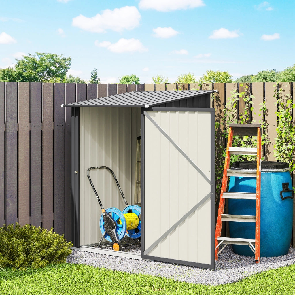 Casetta da Giardino Porta Attrezzi in Acciaio Galvanizzato con Porta, 100x104x160 cm, Grigio Scuro